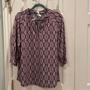 Honeyme print 3/4 sleeve Top L